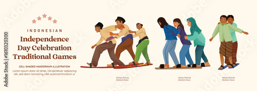 Isolated bakiak race indonesian independence day culture illustration