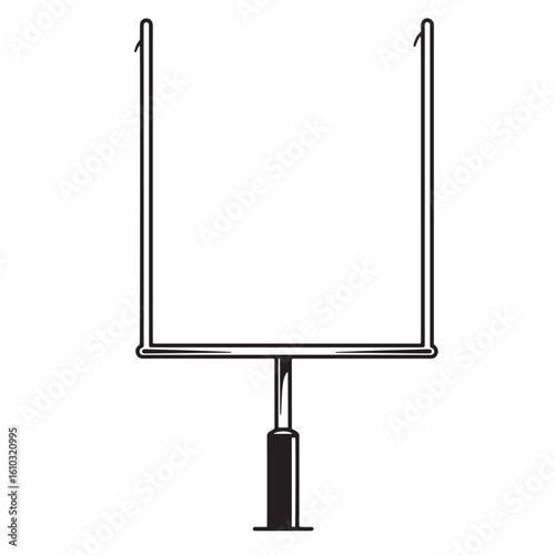 Isolated american football goal post graphic in vintage art style on white background