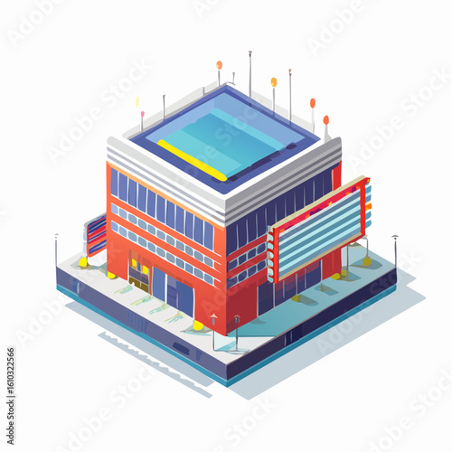 Isometric building vector design, illustration of a modern urban structure in perspective