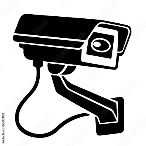 Surveillance Camera: A high-contrast image of a security camera, highlighting its sleek design and functional purpose, representing protection and monitoring.