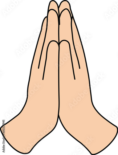  Hands in Praying Gesture Flat Vector