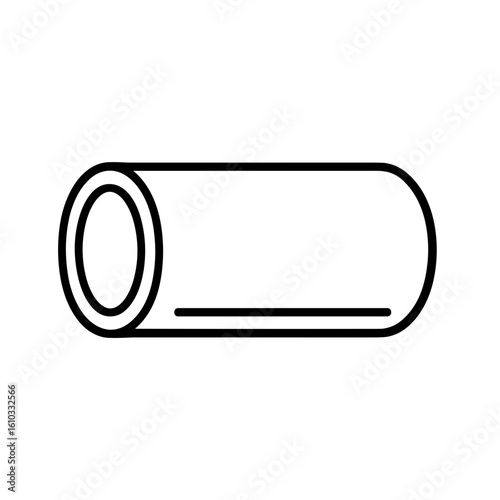 Pipe icon in outline style representing cylindrical construction element