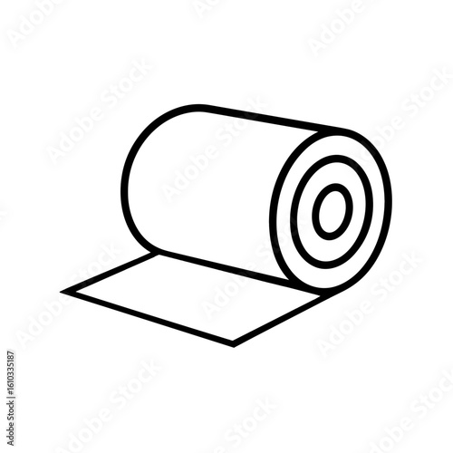 Material roll icon in outline style representing rolled construction supply