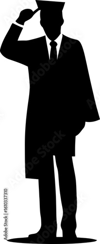 Fresh graduated man standing pose silhouette