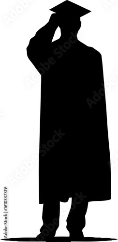 Fresh graduated man standing pose silhouette