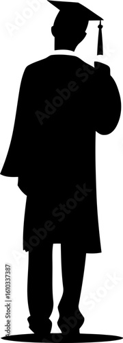 Fresh graduated man standing pose silhouette
