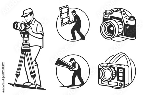 A photographer and filmmaker with camera and film