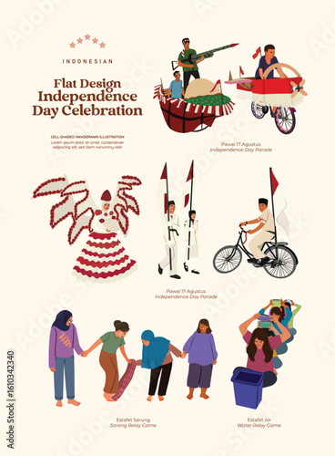 Isolated flat design indonesian traditional game culture