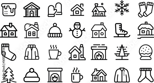 winter icon set. vector illustration
