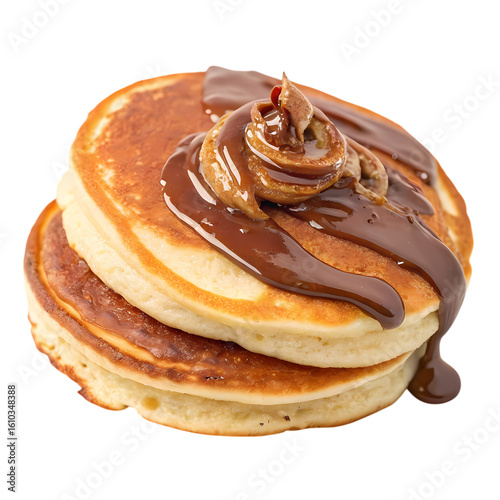 Delicious Pancakes with Chocolate Sauce and Peanut Butter