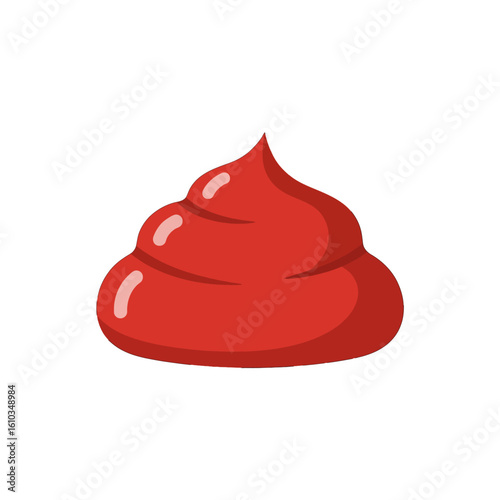 A vibrant red dollop of ketchup, depicted as a cartoon illustration against a plain white background.