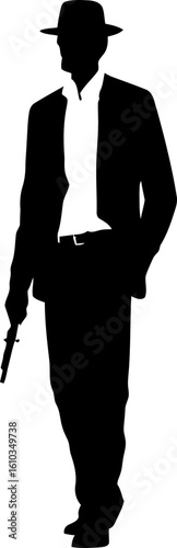 Gentleman standing pose silhouette