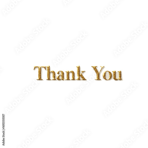 Elegant “Thank You” typography in classic gold style, perfect for expressing gratitude in greeting cards, invitations, or business messages.