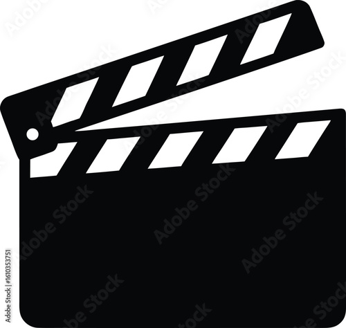 Icon of a clapper board in black and white, representing film and video production activities.
