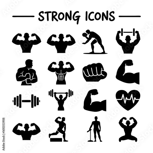 Arm wrestling vector icons for strength and fitness use. Perfect for sports websites, gym advertisements, and fitness related designs.