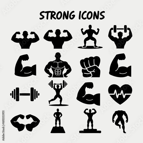 Arm wrestling vector icons for strength and fitness use. Perfect for sports websites, gym advertisements, and fitness related designs.