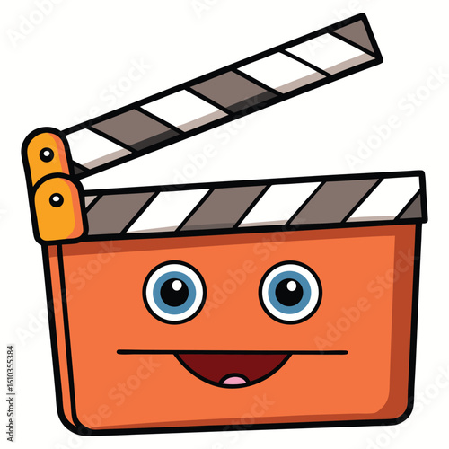 Black and white clapper board icon, commonly used in film production to signify the start of a scene