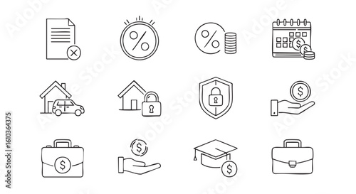 Financial icons for business and education money