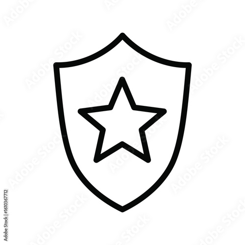 Premium Star Shield Vector Icon: Security, Protection, Quality, and Achievement Symbol