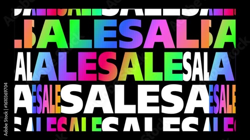 Sale banner with modern typography on 3d shape. Promotion sale banner. Promotion sale background. Sale banner with colorful text on 3d shape. Loop video.