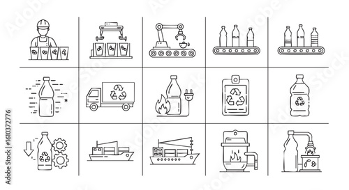 Industrial process recycling plastic bottles and containers manufacturing logistics