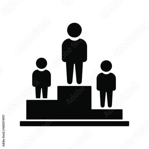 People on podium icon: competition winners, leadership, team success vector