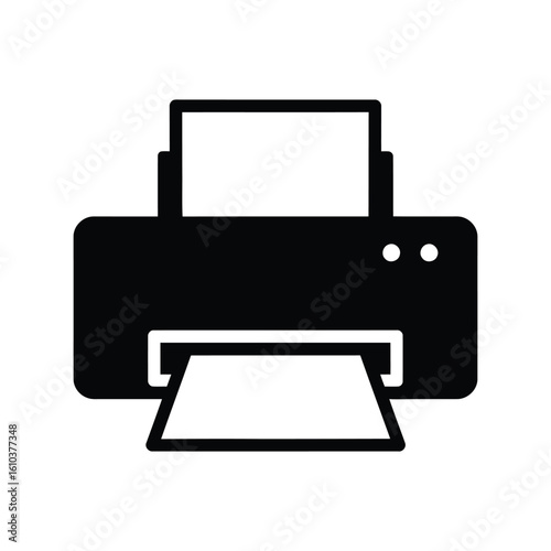 Modern Black Printer Vector Icon - Office Equipment for Document Printing
