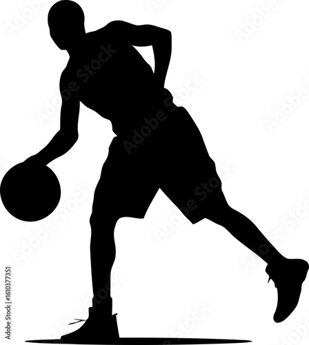 Basketball Player Dribbling the Ball Silhouette