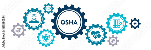 OSHA banner web icon vector illustration concept for occupational safety and health administration with an icon of worker protection healthcare and procedure.