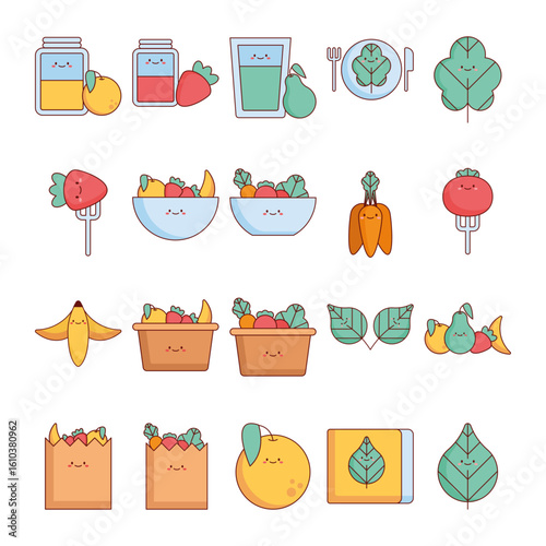 Healthy Food Basket Vector Icon