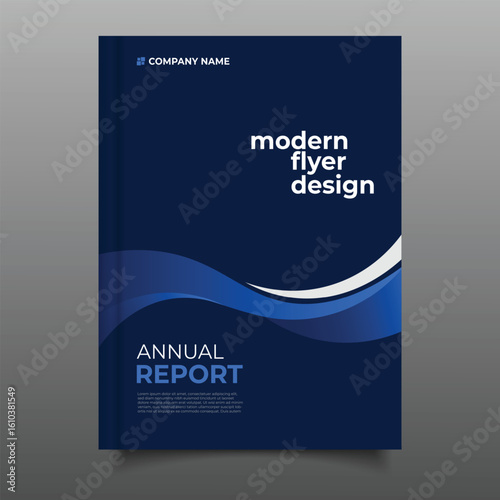 business annual report cover book flyer template wavy design