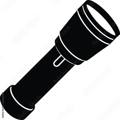 Simple black flashlight graphic on a white background, indicating functionality and brightness