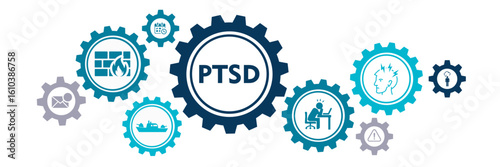 Posttraumatic stress disorder vector illustration concept