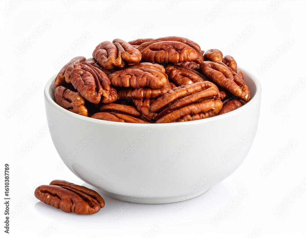 Fototapeta premium a bowl of pecan isolated on a white background