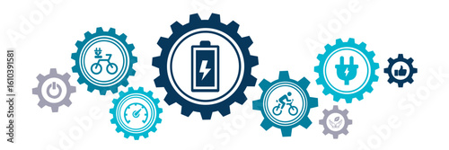 Electric scooter icon concept – conncected e-scooter symbols: vector illustration