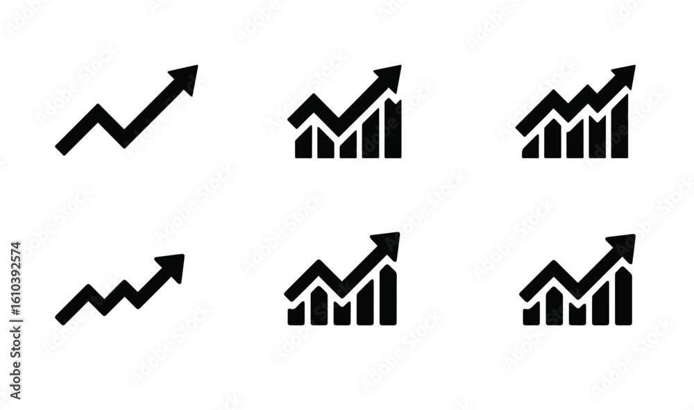 Professional Growth Chart Vector Icons – Minimal Black and White Line Art for Business Strategy and Finance Professional Growth Chart Vector Icons – Minimal Black and White Line Art for Business Strategy and Finance