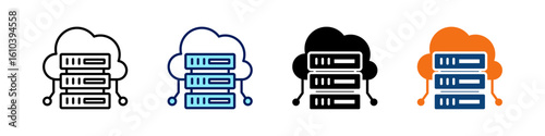 Cloud Hosting All In One Icon Multi Styles Vector Set