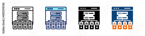 Hosting Plan All In One Icon Multi Styles Vector Set