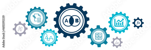 mathematics / algebra / geometry concept: connected maths icons vector illustration