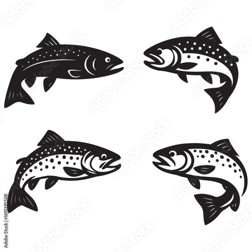 Trout Fish Jumping Out, Trout Fish Logo vector