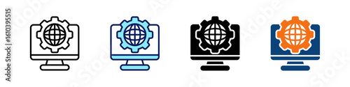 Dns Management All In One Icon Multi Styles Vector Set