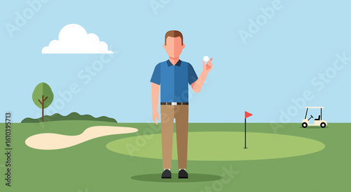 Man playing golf simple flat style illustration