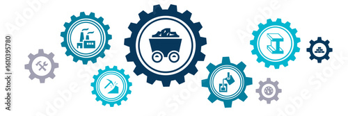 Steel / metal industry vector illustration. Concept related to metallurgy, metalwork, heavy industry, metal casting process, industrial factory, engineering, production, foundry or iron casting.