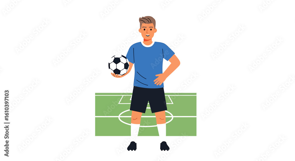 Fototapeta premium Soccer player with ball illustration for sports and fitness