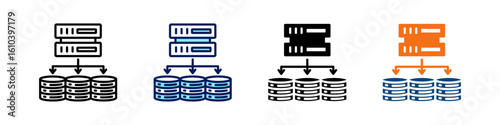 Server Load Balancing All In One Icon Multi Styles Vector Set
