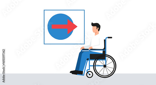 Wheelchair accessibility sign illustration for inclusive design and mobility