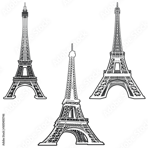 a set of images, graphics, or symbols representing the Eiffel Tower