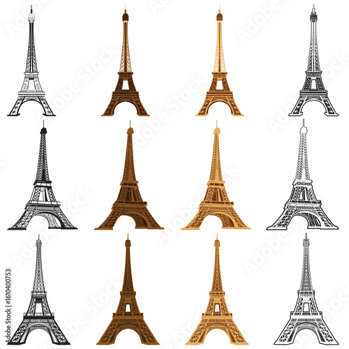a set of images, graphics, or symbols representing the Eiffel Tower