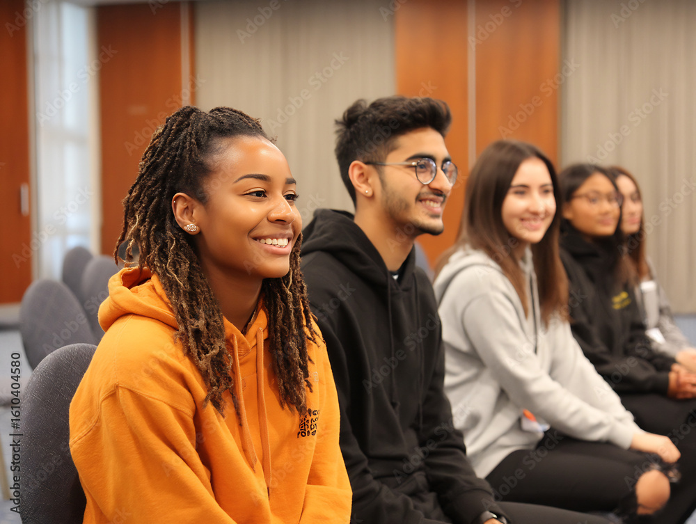 Obraz premium Diverse students in leadership skills development workshop