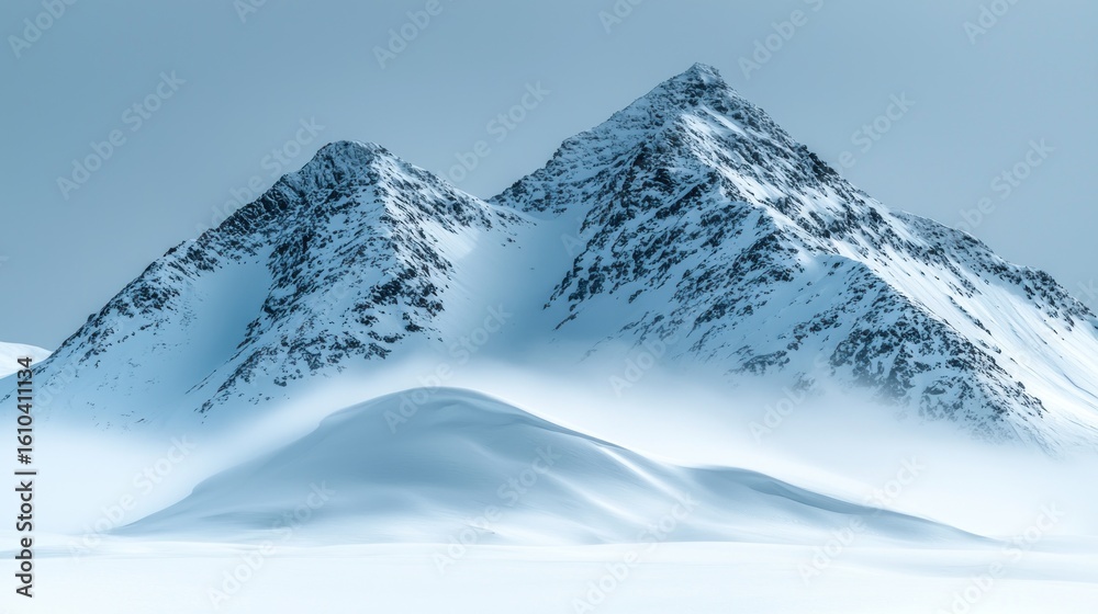 Obraz premium Snowy mountain peaks in a misty landscape